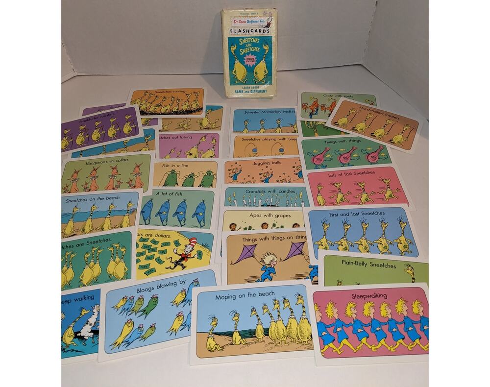 Dr. Seuss Beginner Fun Flash Cards Sneetches Same Different Preschool 2nd Rare